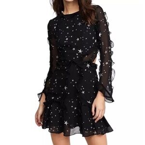 Fame And Partners The Kye Black Star Chiffon Cut Out Mini Dress Size 0